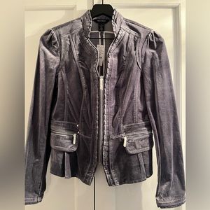 NWT WHBM Gray Velvet Long Sleeve Jacket, size 8